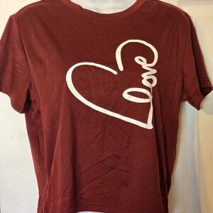 SHEIN Red Crop Top with White Heart Design